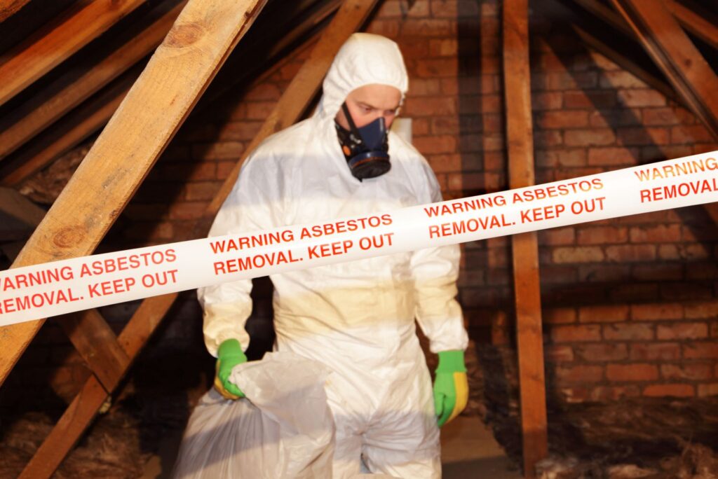 asbestos removal technician at work asbestos removal technician at work